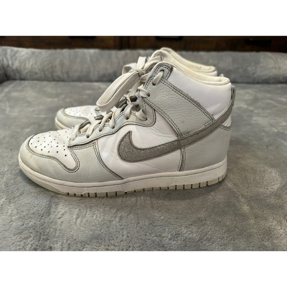 Women's Nike High Dunks gray and white silver sparkle Size 8 - Picture 4 of 8